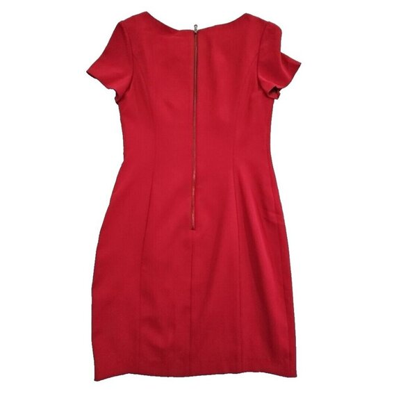 NUE by Shani S1025 Size 2 Leather Accents Red Shapewear Midi Dress Quiet Luxury - Picture 2 of 16